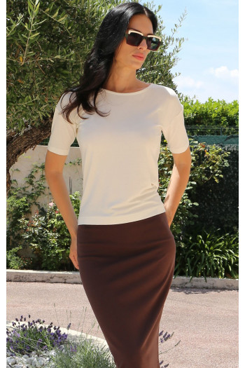 Sporty-elegant blouse with a loose silhouette in Soft Cream Color