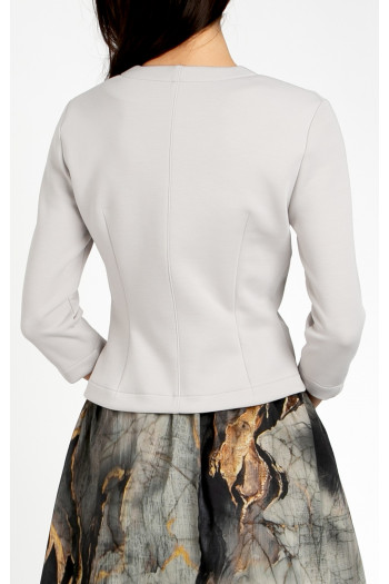 Stylish blazer made of structured knit fabric with metal fastening in pearl grey [1]