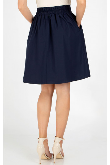 Flared cotton skirt in classic dark navy blue [1]