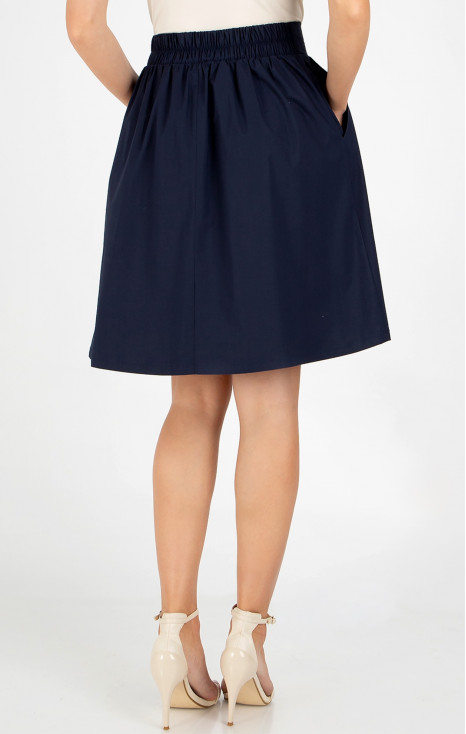 Flared cotton skirt in classic dark navy blue