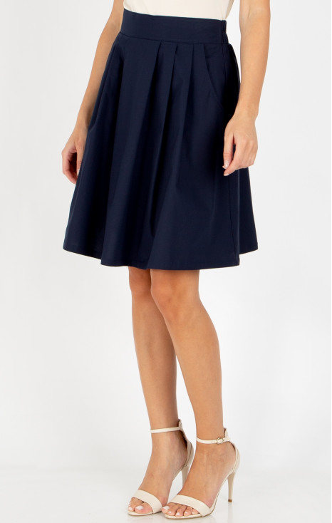 Flared cotton skirt in classic dark navy blue