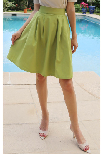 Flared cotton skirt in Golden Palm Color