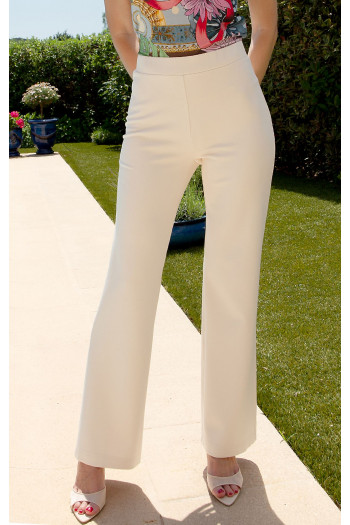 Elegant trousers in dense knit fabric in Champagne Color