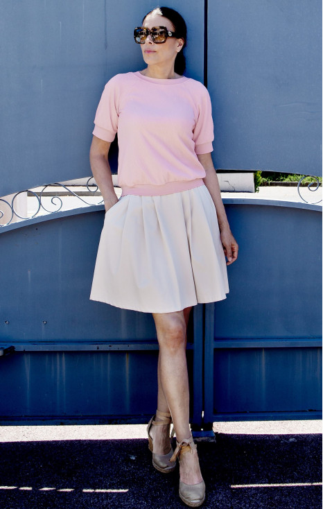 Loose-fit blouse made of cotton with a fine textured finish in Lotus