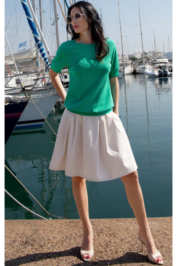 Blouse with a loose silhouette in cotton with a fine textured finish in Kelly Green Color [1]
