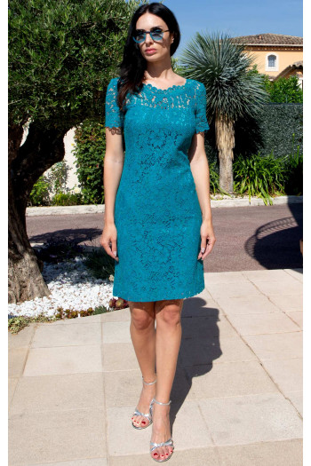 Formal lace dress in Seaport Blue Color