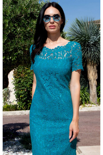 Formal lace dress in Seaport Blue Color [1]