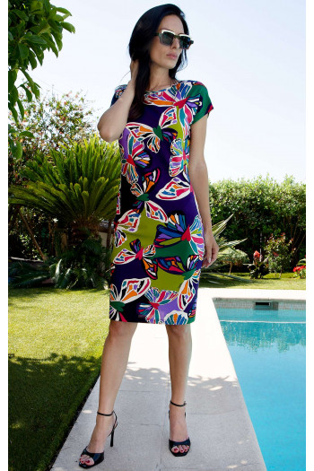Stylish summer dress in luxurious jersey with Butterfly Kaleidoscope Print