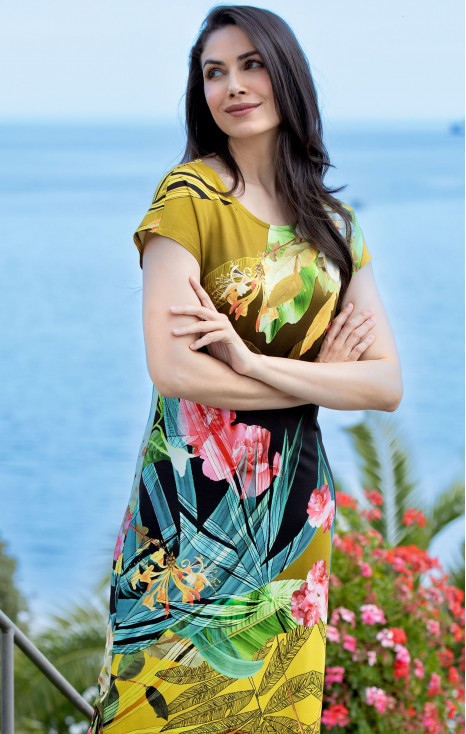 Dress in luxurious jersey with Summer Bouquet Print