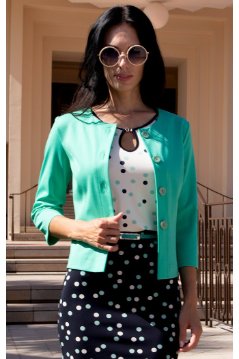 Elegant fitted jacket in structured knit fabric in Mint Symphony Color [1]