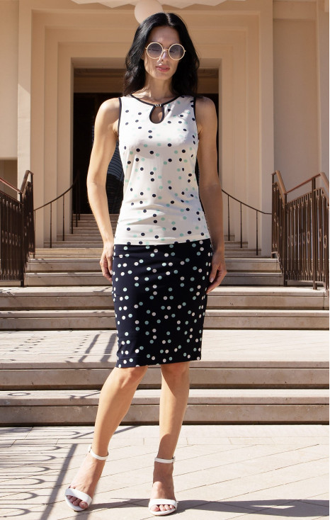 Elegant blouse with Mint & Navy Dots Print