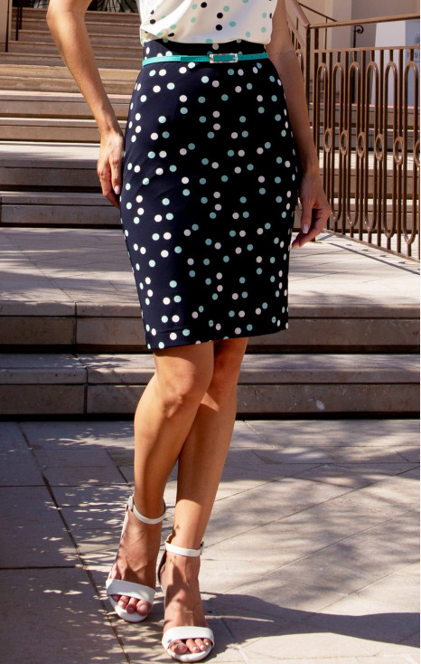 Elegant pencil skirt in luxurious jersey with Midnight Mint Dots Print