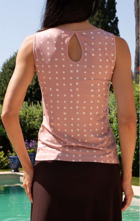 Sleeveless Jersey Blouse – Powder Pink Polka