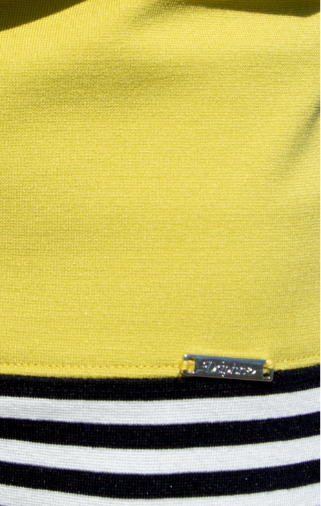 Blouse in structured knit fabric with Lime & Stripes Print