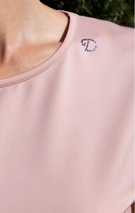 Elegant Powder Pink Top with Delicate Swarovski Crystal Logo