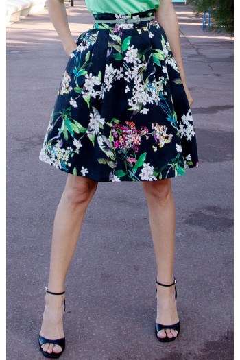 Flared Cotton Skirt – Spring Garden