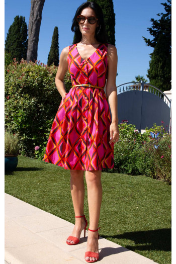 Printed Cotton Dress – Pink Diamond