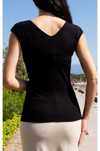Fitted Stretch Jersey Top – Black [1]