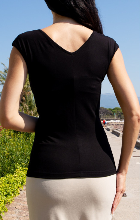 Fitted Stretch Jersey Top – Black