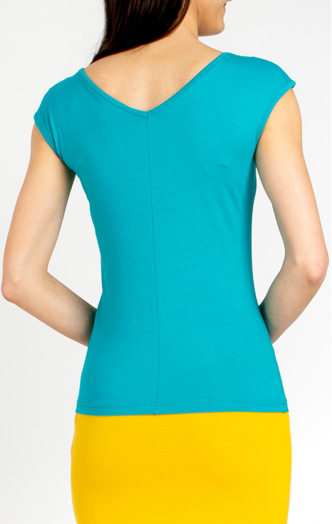 Fitted V-Neck Top &ndash; Caribbean Sea