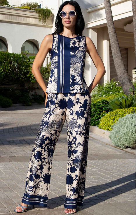 Elegant Satin Top Mediterranean Night in Luxurious Viscose