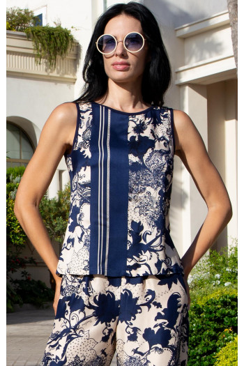 Elegant Satin Top Mediterranean Night in Luxurious Viscose