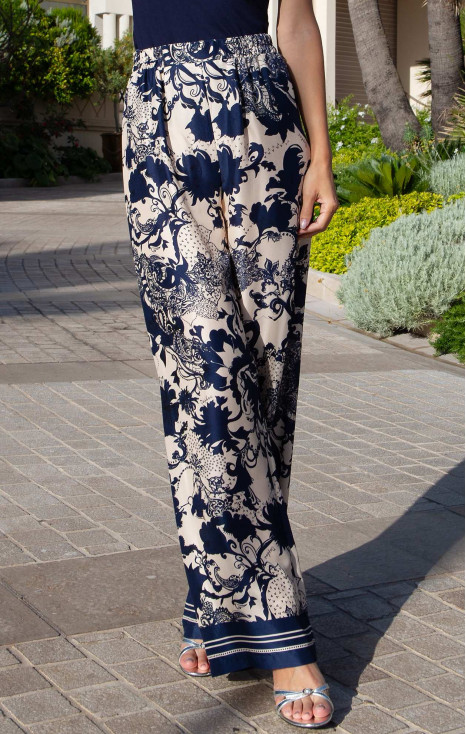 Luxury Satin Viscose Trousers &ndash; Mediterranean Night