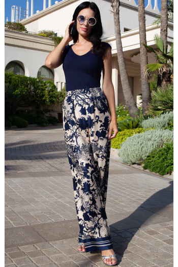 Luxury Satin Viscose Trousers – Mediterranean Night [1]