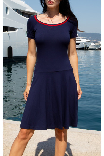 Lightweight Jersey Dress – Navy Crimson Red [1]