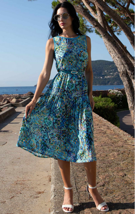 Sleeveless Viscose Midi Dress &ndash; Ocean Mandala