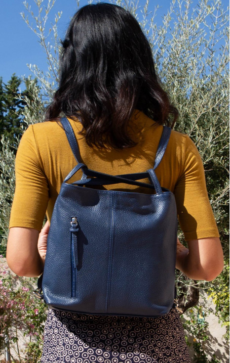 Cobalt Convertible Genuine Leather Backpack
