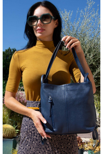 Cobalt Convertible Genuine Leather Backpack