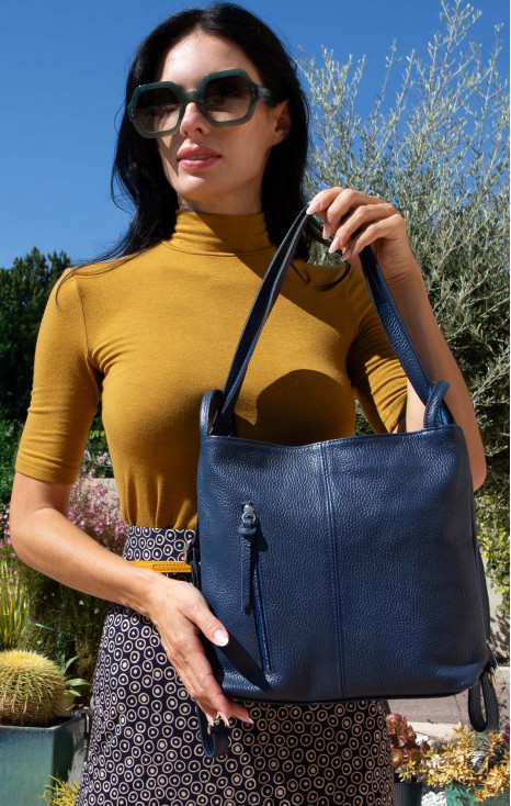 Cobalt Convertible Genuine Leather Backpack
