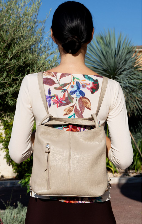 Convertible Leather Backpack &ndash; Sesame