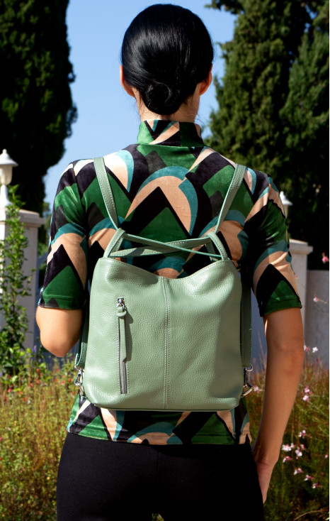 Convertible Leather Backpack &ndash; Menta
