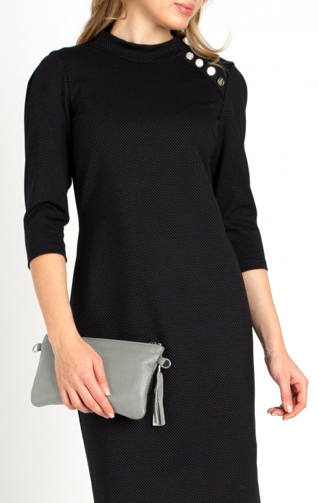 Grey Mini Genuine Leather Handbag