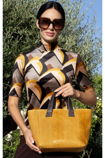 Leather Handbag – Mustard Dragon
