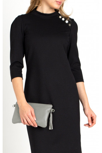 Grey Mini Genuine Leather Handbag