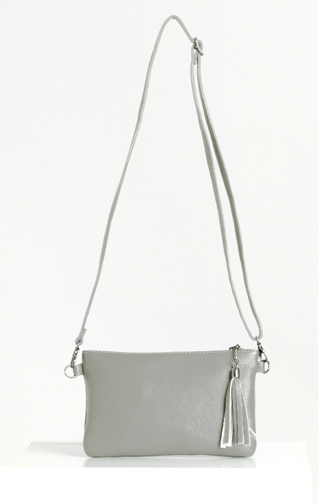 Grey Mini Genuine Leather Handbag