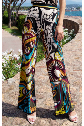 Wide-Leg Jersey Trousers – Earth Paisley