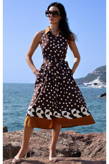 Cotton Shirt Dress – Chocolate Polka & Graphic