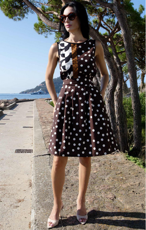 Flared Cotton Skirt – Chocolate Polka Dots