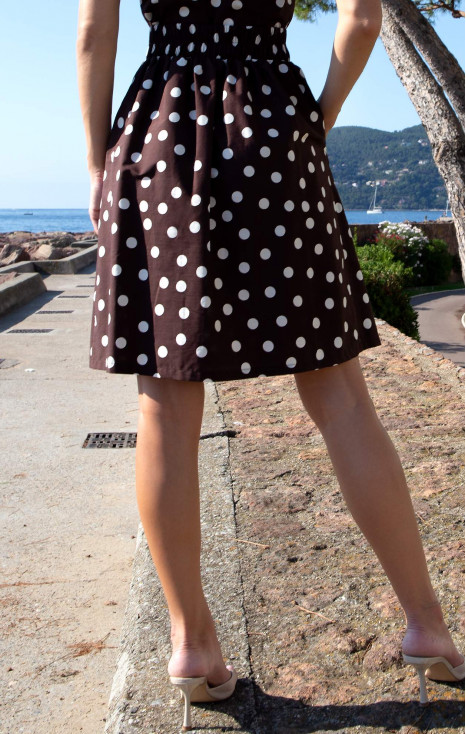 Flared Cotton Skirt – Chocolate Polka Dots [1]