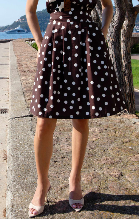 Flared Cotton Skirt – Chocolate Polka Dots