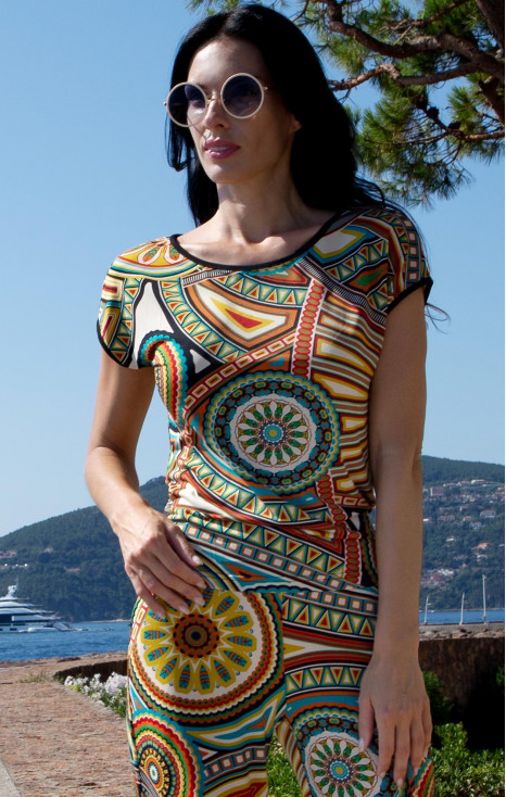Relaxed Jersey Top &ndash; Gold Kaleidoscope Dreams