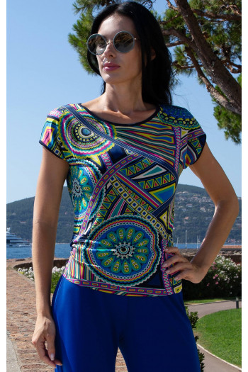 Relaxed Jersey Top – Blue Kaleidoscope Dreams