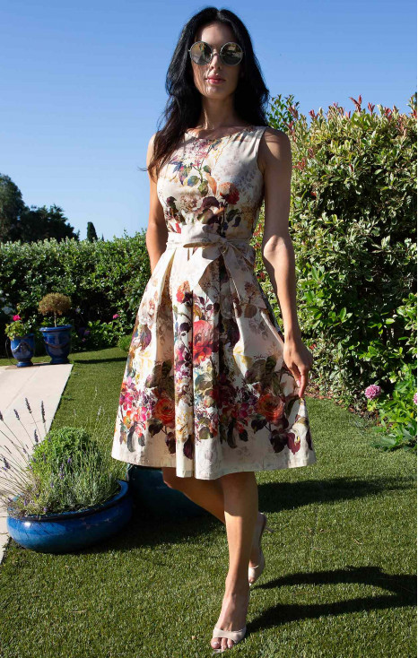Cotton Fit-and-Flare Dress &ndash; Floral Symphony