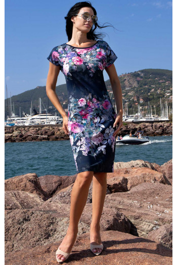 Stretch Viscose Jersey Dress – Floral Symphony [1]