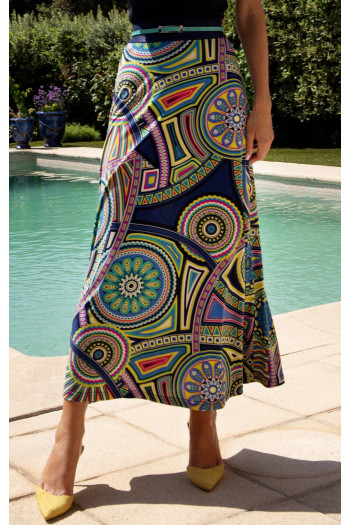 Stretch Jersey Skirt – Blue Kaleidoscope Dreams [1]