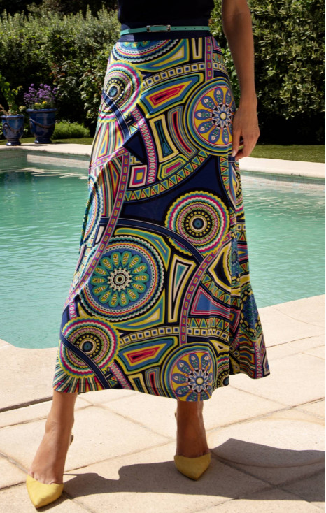 Stretch Jersey Skirt &ndash; Blue Kaleidoscope Dreams